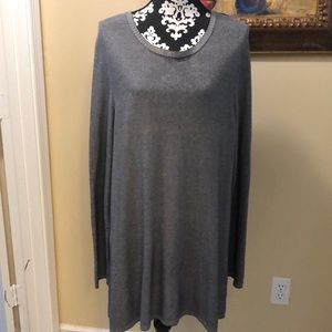 🩶Eileen Fisher Long sleeved knit swingy Tunic distressed sweater